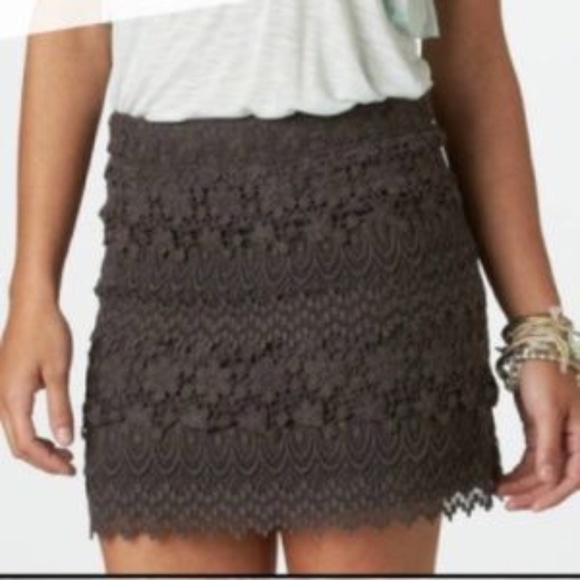 American Eagle Outfitters Dresses & Skirts - American Eagle Charcoal Gray Tiered Lace Mini  12